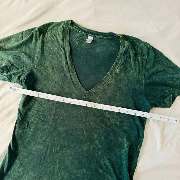 American Apparel unisex summer shirt soft deep v-neck t-shirt, acid wash green - Picture 4 of 9